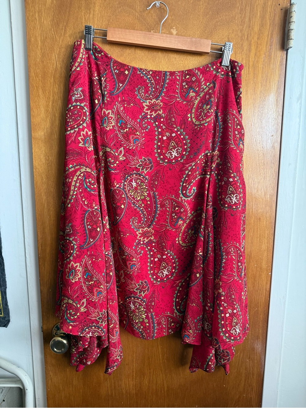 VINTAGE Rena Rowan Red Paisley A-Line Skirt